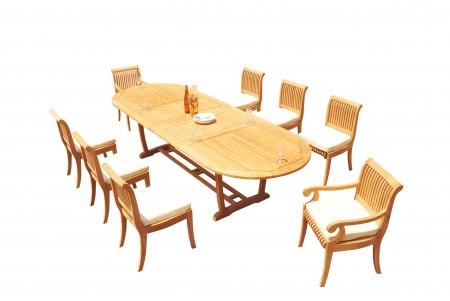 9 PC Dining Set - 117" Double Extension Masc Oval Table & 8 Giva Chairs (2 Arms + 6 Armless)