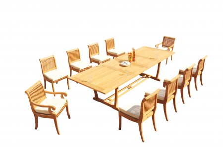 11 PC Dining Set - 117" Double Extension Masc Rectangle Table & 10 Giva Chairs (2 Arms + 8 Armless)