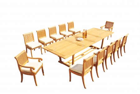 13 PC Dining Set - 117" Double Extension Masc Rectangle Table & 12 Giva Chairs (2 Arms + 10 Armless)