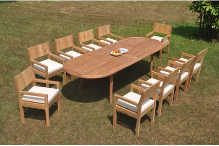 11 PC Dining Set - 117" Double Extension Oval Table & 10 Vera Arm Chairs