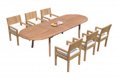 7 PC Dining Set - 94" Double Extension Oval Table & 6 Vera Arm Chairs