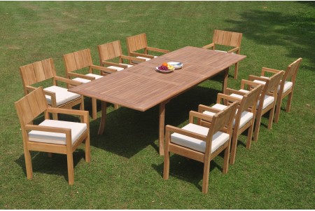 11 PC Dining Set - 117" Double Extension Rectangle Table & 10 Vera Arm Chairs