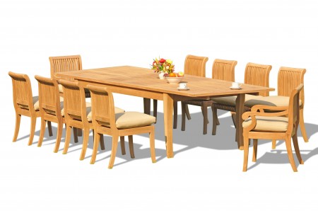 11 PC Dining Set - 122" Atnas Rectangle Table & 10 Giva Chairs (2 Arms + 8 Armless)