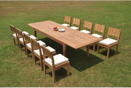 11 PC Dining Set - 122" Atnas Rectangle Table & 10 Vera Armless Chairs