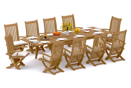 11 PC Dining Set - 122" Atnas Rectangle Table & 10 Warwick Arm Chairs