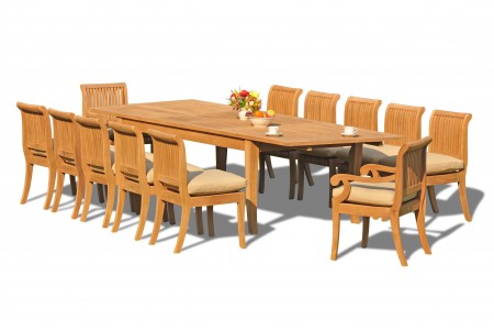 13 PC Dining Set - 122" Atnas Rectangle Table & 12 Giva Chairs (2 Arms + 10 Armless)