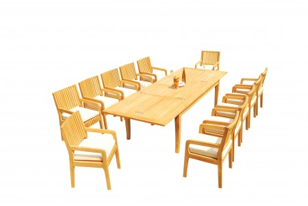 13 PC Dining Set - 122" Atnas Rectangle Table & 12 Maldives Arm Chairs