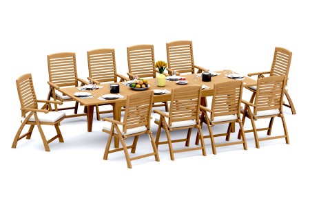 11 PC Dining Set - 122" Caranas Rectangle Table & 10 Ashley Arm Chairs