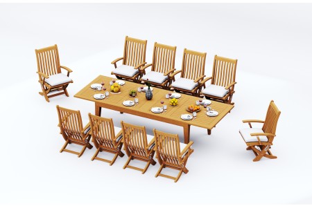 11 PC Dining Set - 122" Caranas Rectangle Table & 10 Warwick Arm Chairs