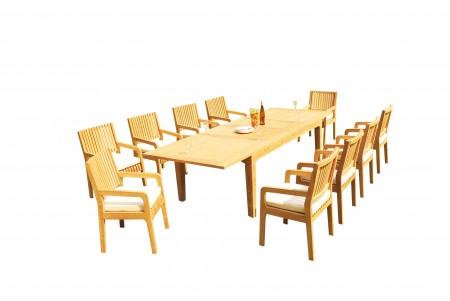 13 PC Dining Set - 122" Caranas Rectangle Table & 12 Maldives Arm Chairs