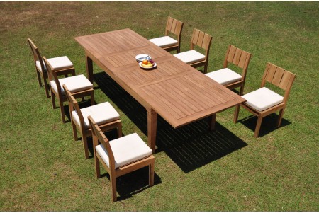 9 PC Dining Set - 122" Caranas Rectangle Table & 8 Vera Armless Chairs