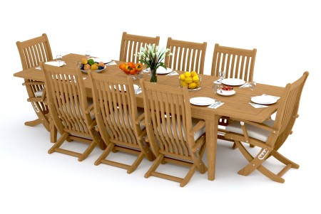 9 PC Dining Set - 122" Caranas Rectangle Table & 8 Warwick Arm Chairs