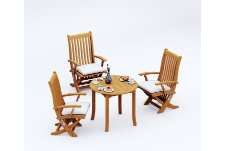 4 PC Dining Set - 36" Round Table & 3 Warwick Arm Chairs 