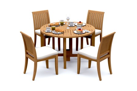 5 PC Dining Set - 48" Round Butterfly Table & 4 Lagos Armless Chairs 