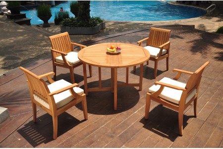 5 PC Dining Set - 48" Round Butterfly Table & 4 Lagos Arm Chairs 