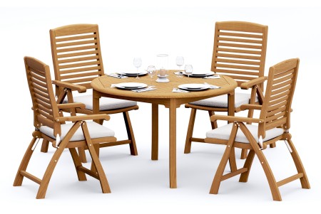 5 PC Dining Set - 48" Round Table & 4 Ashley Arm Chairs 