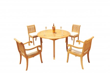 5 PC Dining Set - 48" Round Table & 4 Giva Chairs (2 Arms + 2 Armless)