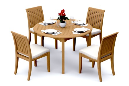 5 PC Dining Set - 48" Round Table & 4 Lagos Armless Chairs 