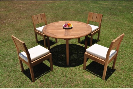 5 PC Dining Set - 48" Round Table & 4 Vera Armless Chairs 