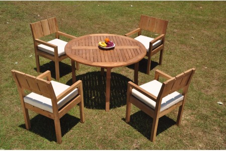 5 PC Dining Set - 48" Round Table & 4 Vera Arm Chairs 