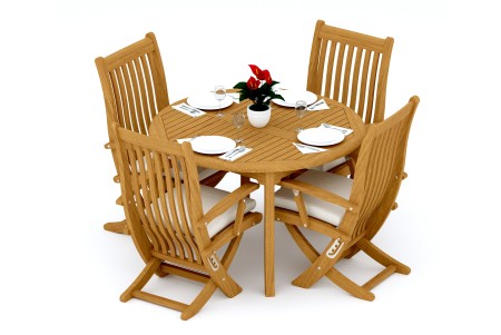 5 PC Dining Set - 48" Round Table & 4 Warwick Arm Chairs 