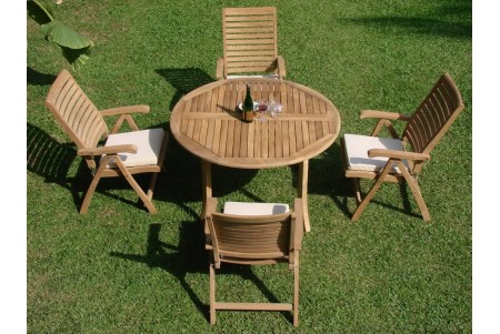 5 PC Dining Set - 52" Round Table & 4 Ashley Arm Chairs 