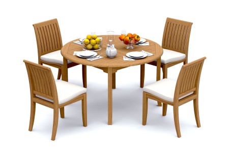 5 PC Dining Set - 52" Round Table & 4 Lagos Armless Chairs 