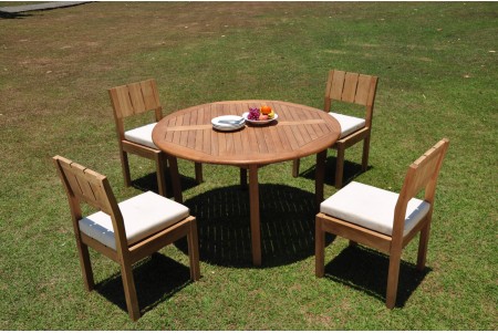 5 PC Dining Set - 52" Round Table & 4 Vera Armless Chairs 