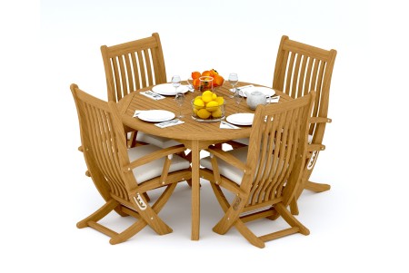 5 PC Dining Set - 52" Round Table & 4 Warwick Arm Chairs 