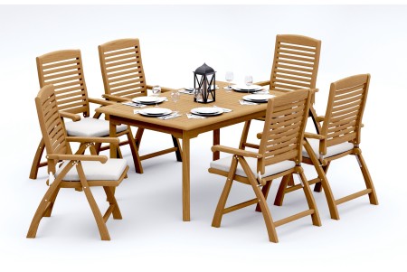 7 PC Dining Set - 60" Rectangle Table & 6 Ashley Arm Chairs 