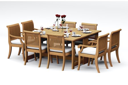 9 PC Dining Set - 60" Square Butterfly Table & 8 Giva Chairs (2 Arms + 2 Armless)