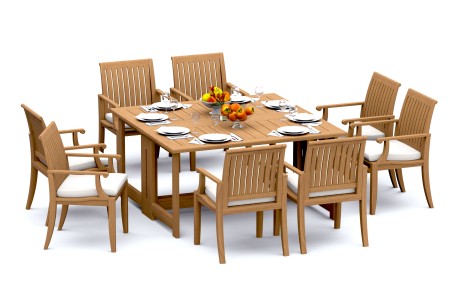 9 PC Dining Set - 60" Square Butterfly Table & 8 Lagos Arm Chairs 