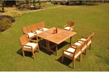 9 PC Dining Set - 60" Square Butterfly Table & 8 Maldives Arm Chairs 