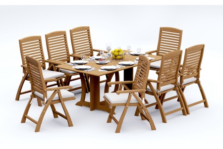 9 PC Dining Set - 69" Warwick & 8 Ashley Arm Chairs 