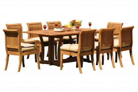 9 PC Dining Set - 69" Warwick & 8 Giva Chairs (2 Arms + 6 Armless) 