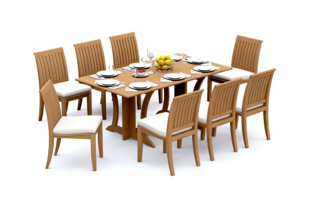 9 PC Dining Set - 69" Warwick & 8 Lagos Armless Chairs