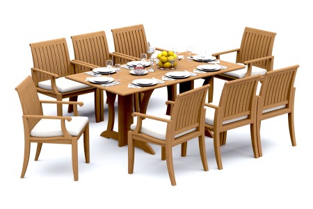 9 PC Dining Set - 69" Warwick & 8 Lagos Arm Chairs 