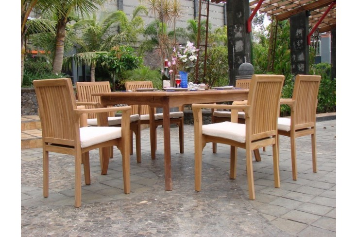 7 Pc Dining Set 71 Rectangle Table 6 Lua Stacking Arm