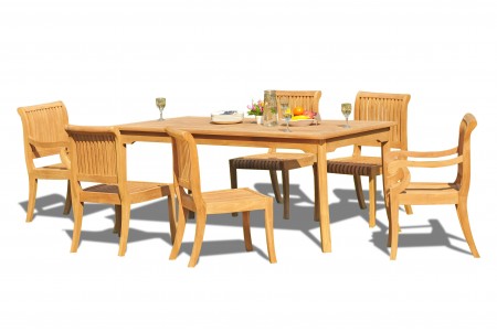 7 PC Dining Set - 60" Rectangle Table & 6 Giva Chairs (2 Arms + 4 Armless) 