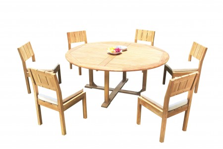 7 PC Dining Set - 72" Round Table & 6 Vera Armless Chairs 