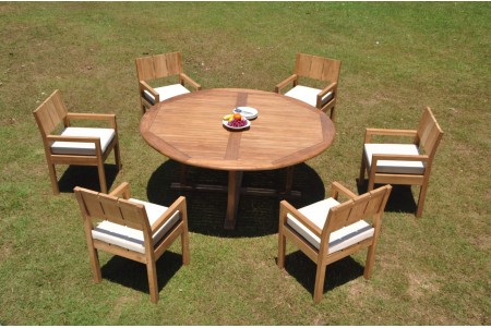 7 PC Dining Set - 72" Round Table & 6 Vera Arm Chairs 