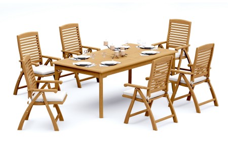 7 PC Dining Set - 83" Rectangle Table & 6 Ashley Arm Chairs 