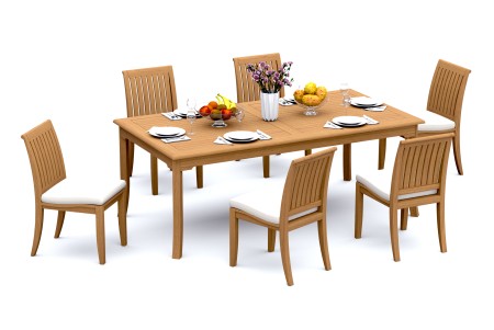 7 PC Dining Set - 83" Rectangle Table & 6 Lagos Armless Chairs