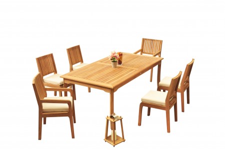 7 PC Dining Set - 83" Rectangle Table & 6 Maldives Chairs (2 Arms + 4 Armless) 