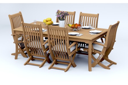 7 PC Dining Set - 83" Rectangle Table & 6 Warwick Arm Chairs 