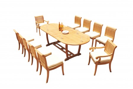 11 PC Dining Set - 94" Double Extension Masc Oval Table & 10 Giva Chairs (2 Arms + 8 Armless)