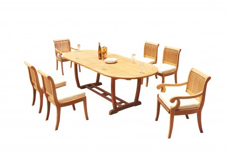 7 PC Dining Set - 94" Double Extension Masc Oval Table & 6 Giva Chairs (2 Arms + 4 Armless) 