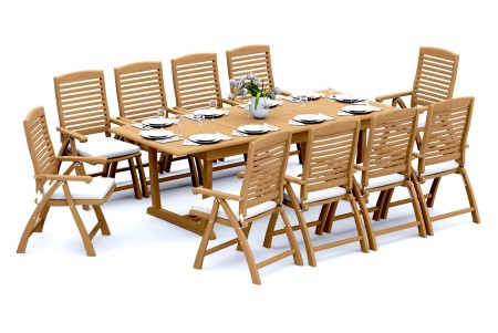 11 PC Dining Set - 94" Double Extension Masc Rectangle Table & 10 Ashley Arm Chairs