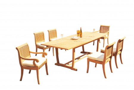 7 PC Dining Set - 94" Double Extension Masc Rectangle Table & 6 Giva Chairs (2 Arms + 4 Armless) 