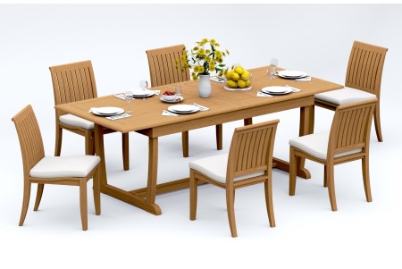 7 PC Dining Set - 94" Double Extension Masc Rectangle Table & 6 Lagos Armless Chairs